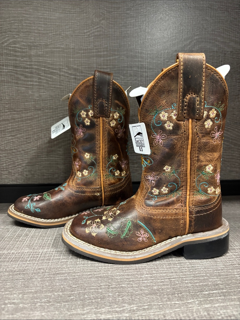 Children's Smoky Mountain Floralie Western/Cowboy Boots (Brown) - Size 8.5